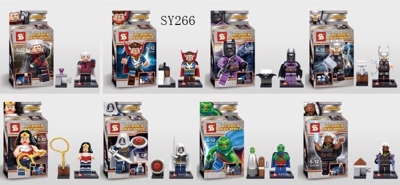 2015 new 8pcs/lot SY266 Building Blocks Super Heroes Minifigures Heroes Assemble Wonder Woman Batman Compatible with Lego
