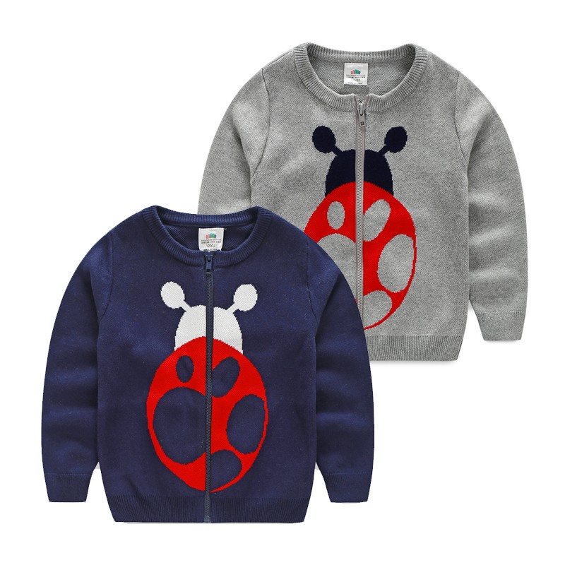 LittleSpring Baby Boy Sweater Coat Beetle Pattern Long Sleeve Casual Sweaters Kids Winter Sweater Boys Knit Cardigan for 3,9Y