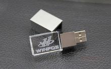 hot gift U disk 2GB 4GB 8GB 16GB 32GB 2.0 Crystal Transparent & LED Flash Memory Stick Pen Drive company lettering custom logo