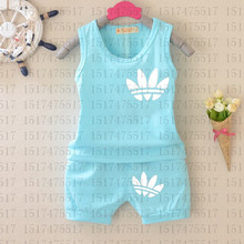 Hot Sale 2pcs/set Baby Boys and Girls Clothing Sets Summer Style Brand New Vestidos Sleeveless Cotton 2016 Kids Clothes Suits