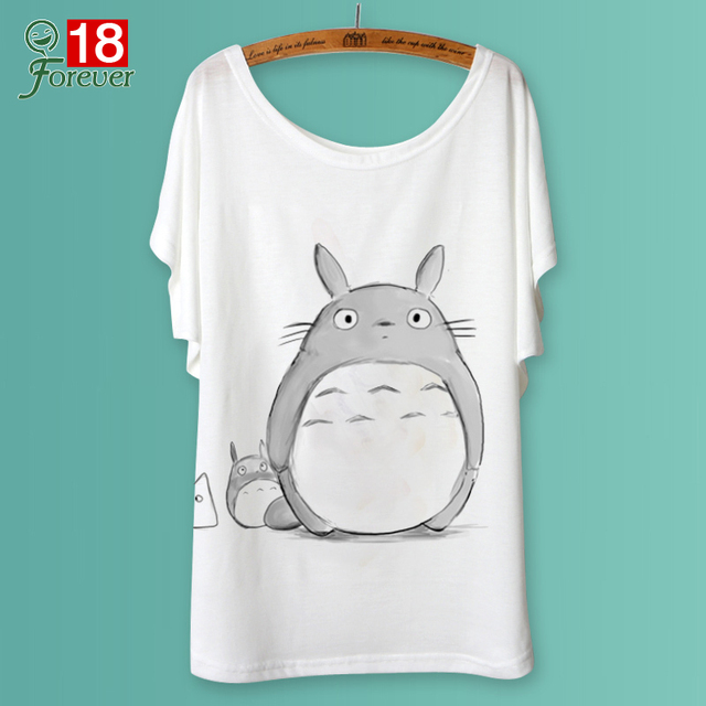 2016 Случайные Футболки Женщин Майка Harajuku Печати Животных Тоторо Camisetas Mujer Свободные Топы о-образным вырезом футболки Графических футболка Femme