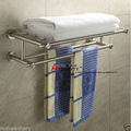 Free Shipping Wholesale and Retail 304 Stainless Steel Double Towel Rack Brushed Nickle Bath Towel Shelf