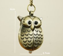 Vintage Owl pocket watches Unique antique fashion alloy vivid pendent necklace quartz watch women dress accessories