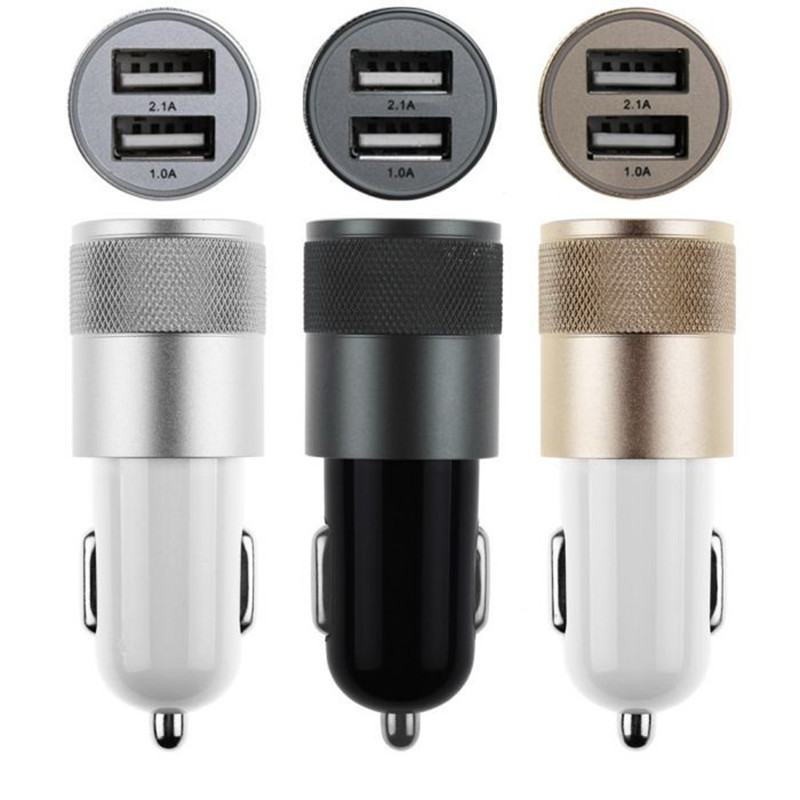 12V 3 1A Aluminum 2 USB Ports Universal USB Car Charger For iPhone 5 6 6