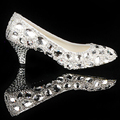 Silver Custom Make plus size high heel crystals and rhinestones bridal wedding shoes Diamond Lady Shoes