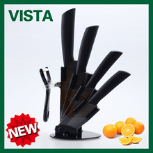 Viata Brand 2015 New Arrival 3″ 4″ 5″ 6″ + Knife Holder + Peeler Ceramic Knife Set Black Blade Top Quality Kitchen Knives Set