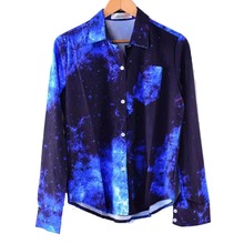 Fashion Shirt Women Galaxy Space Printed Chiffon Blouse Long Sleeves Top Ladies Blouses With Pocket Spring Summer Autumn #hhl07