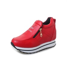 2016 Free Shipping Women Platform Shoes Leather Winter High Quality Women Casual Shoe Slip-On Antiskid Warm Shoes
