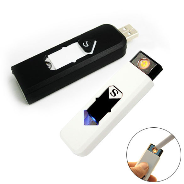 Portable Electronic USB Rechargeable Lighter Flameless Superman Cigar Cigarette Lighter Silent Windproof No Gas Gadget Case