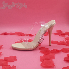 Sexy Kim Kardashian Transparent Plastic Ankle Strap Sandal Stilettos High Heel Sandals Plus Size Custom Size Women Shoes 2016