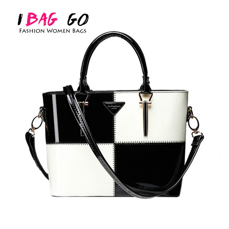 Commuter Bag 2015 New Spring And Summer Hit The Color Black And White Patent Leather Handbags ...
