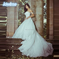 Lace Appliques Bodice A Line Off the Shoulder Chapel Train Garden Church Wedding Dresses Vestidos De