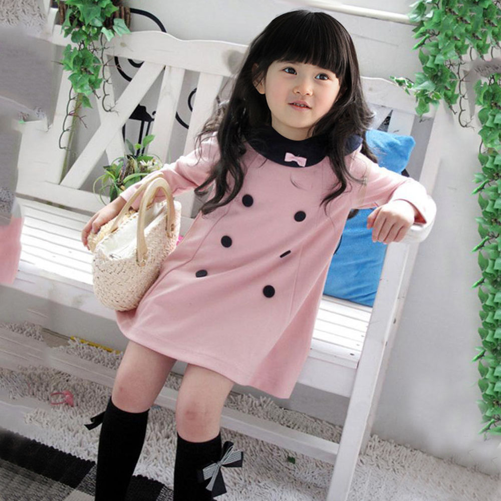 Girls Kids Apparel Dress Top Dresses Long Sleeve 2 7 Y Baby Party 1 Piece Clothes