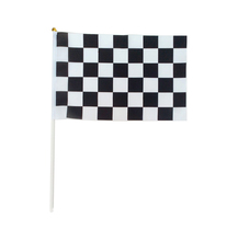 (12 pieces/lot)30*45cm/11.81*17.72in Checkered flags with Plastic Flagpoles,black and white chequered flag,race check flags