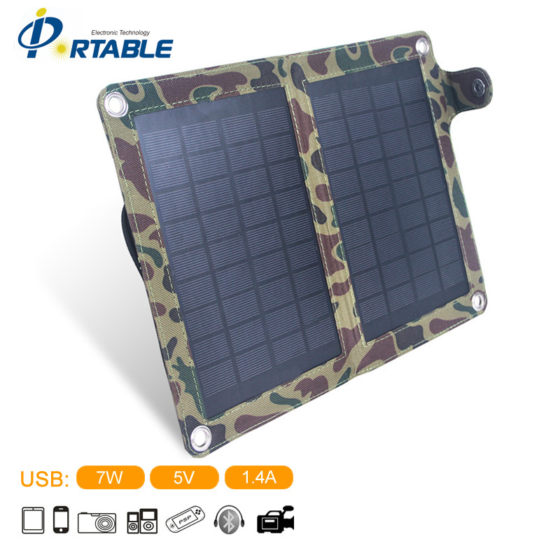 Здесь можно купить  Portable Solar Charger 7W Folding Solar Panel With 2 Folds In Black Color Waterproof Solar Folding Bag  Бытовая электроника