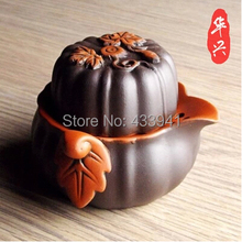 Purple sand purple clay tea sets Chinese Kung Fu Tea Quik Cup One pot and One cup free shipping Travel tea maker Pumpkin shape