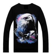 Brand Casual Eagle Animal Printed Tshirt Design Fashion Long Sleeve Round Neck High Quality 3D T-shirts for Men Hot MT-15029