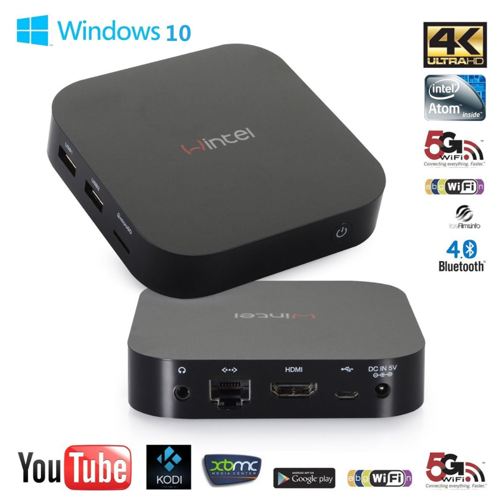 1Set Wintel W8 Mini PC Win10&Android4.4 Dual OS Intel Z3735F Quad-Core 2G RAM 32G Bluetooth Multi-language Smart TV Box