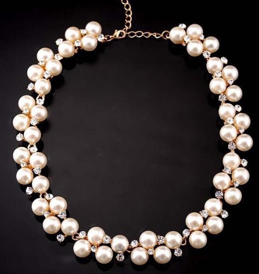 2015 New Hot Sell Simulated Pearl Jewelry Trendy Women Necklaces Pendants Short Chokers Statement Necklace For