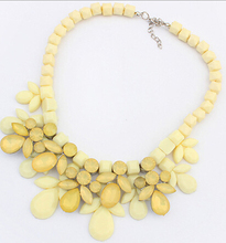 New Trendy Cute Candy Color Choker Necklace Resin Flower Water Drop Pendant Charm Fashion Jewelry Accessories For Women 5 Colors