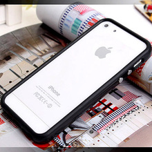 TPU Rubber Bumper Frame Cover with Metal Button For iPhone 4 4S 5 5G 5S Without