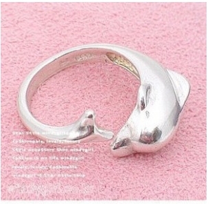 G202 Wholesale Hot New 2015 Fashion Silver Dolphin Opening Ring Jewelry Accessories