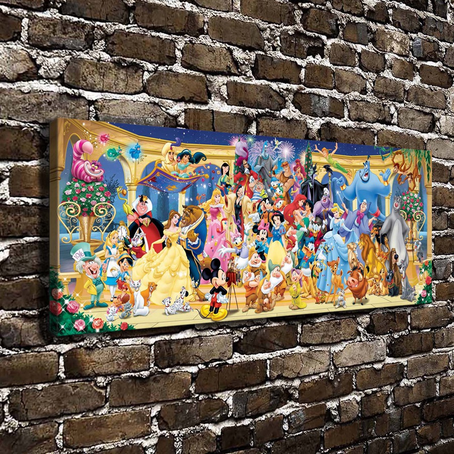 C0047 Mickey Mouse princess dwarfs cartoon film,HD Canvas Print Home decoration Living Room bedroom Wall pictures Art painting