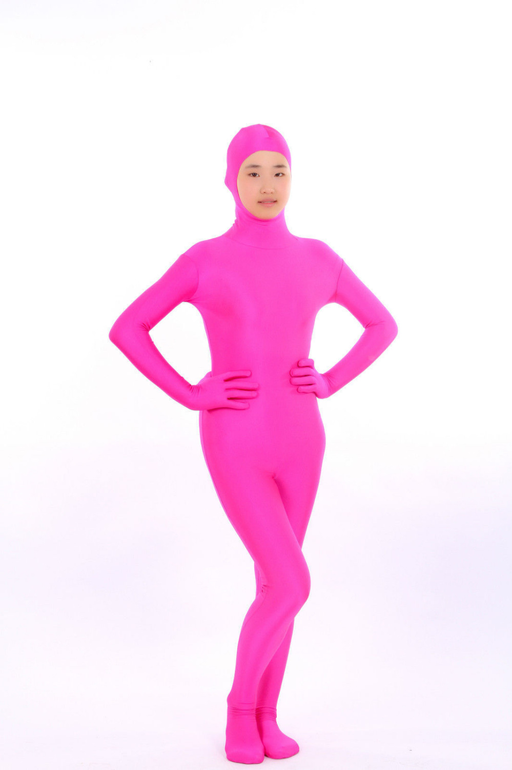 Hot Pink color Open face Sexy Unisex Lycra spandex zentai costume Skin