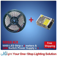 5 meters 12V 5050SMD LED Strip Light & 24W Power Supply Package