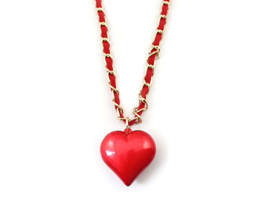 semi precious crystal pave red heart shaped necklace semi precious crystal pave red heart shaped necklace