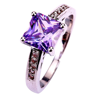 lingmei Free Shipping Wholesale Lady Princess Cut Tourmaline & White Topaz 925 Silver Ring Size 7 8 9 10 Noble European Jewelry
