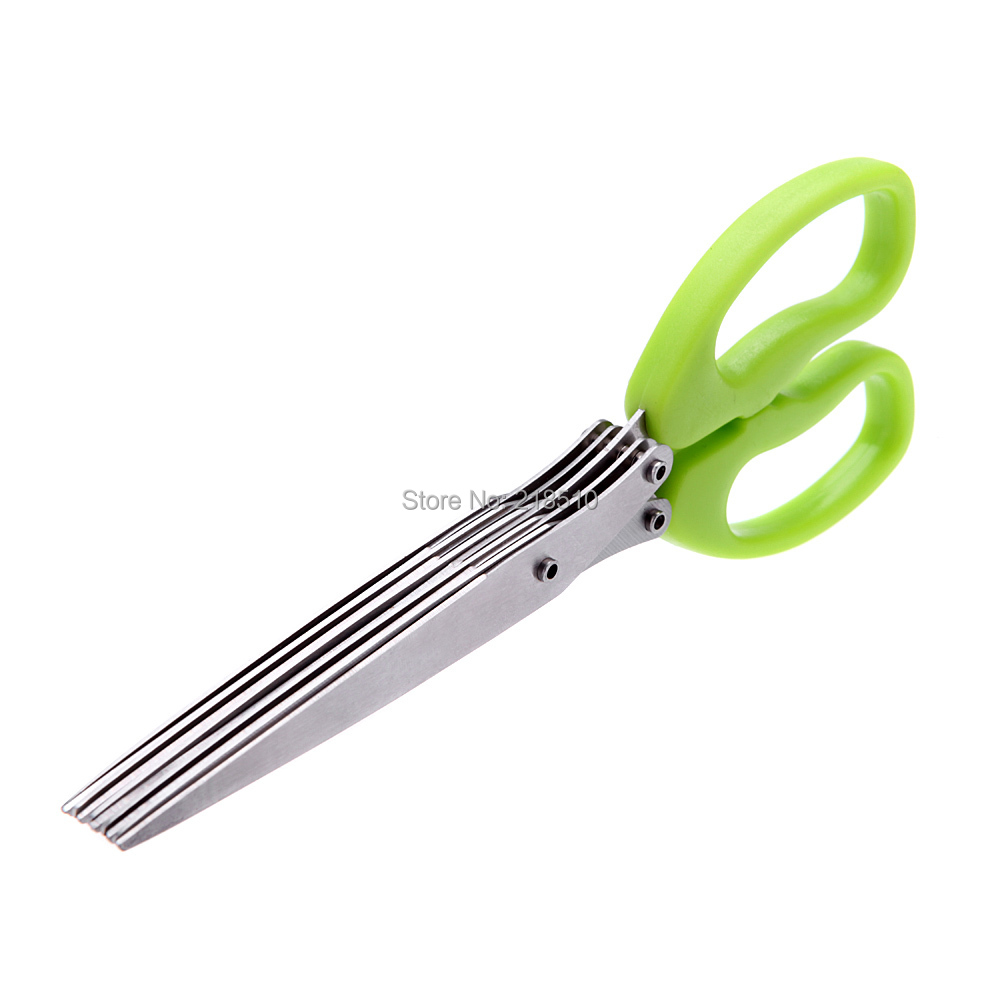 Multi functional Stainless Steel Kitchen Knives 5 Layers Scissors Sushi Shredded Scallion Cut Herb Spices Scissors