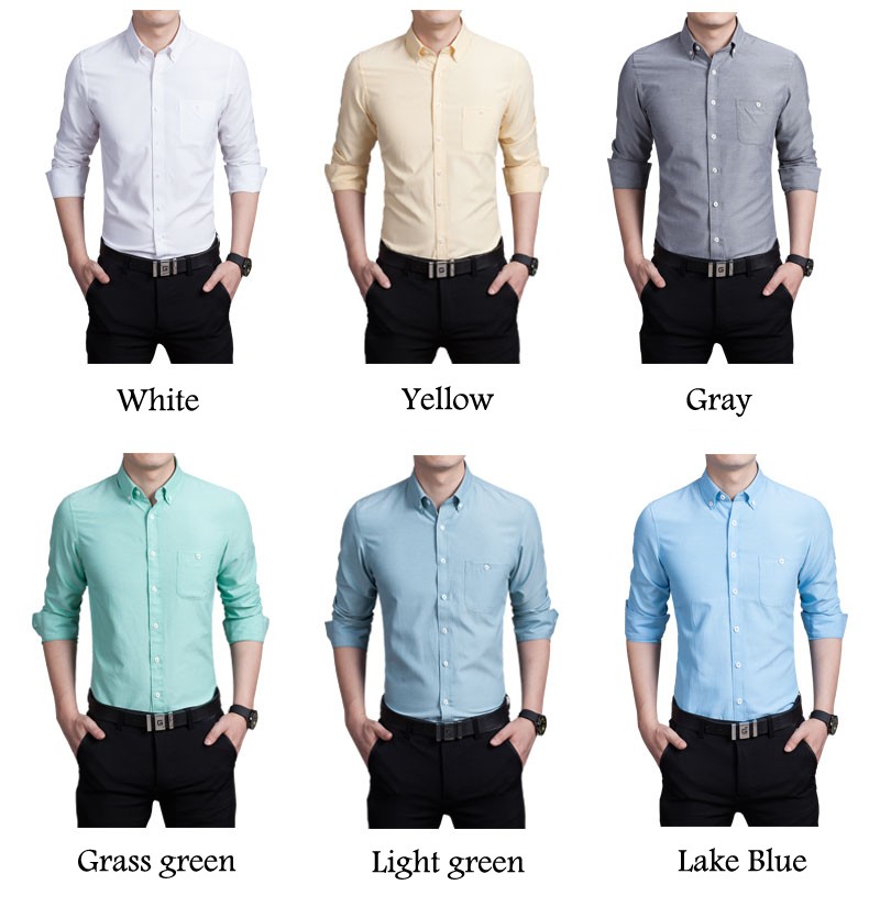 Men\'s Clothes Solid color Shirts Famous Brand Casual Long Sleeve Shirt Male Business Formal Dress shirts Masculina social Camisa 1