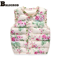 Girls Kids Vests Children’s Down Cotton Warm Vest Baby Girls Sweet Floral Waistcoat High Quality Kids Vest Outerwear 2-6 Years