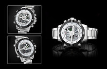 Splendid Fashion Men Silver Alloy LCD Electronic Dive Watch Wrist 30M Waterproof Mens Sport watch Casual