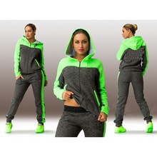 2016 Women 2 Pcs Set Hoodies Sweatshirts Tracksuit Female Hooded Zipper Coat+Pants Sportwear Plus Size Girls Jogging Clothing