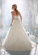 2015 New Custom Made Ivory White Vestido De Casamento Satin Organza Lace Applique Pearls Beading Strapless