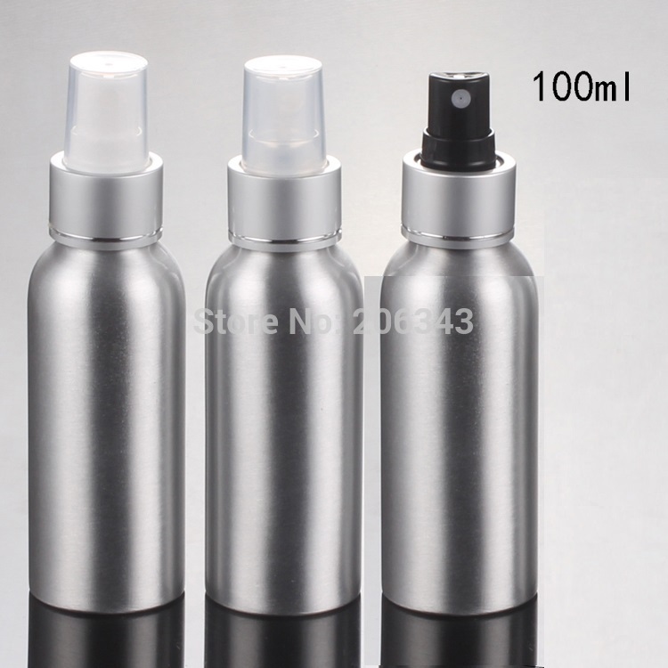 100pcs 100ml Aluminium bottle metal bottle spray bottle with matt silver collar ,white/transparent/black sprayer mist sprayer