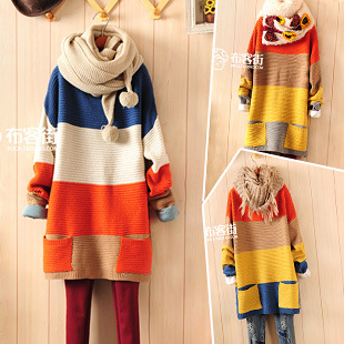 Japan style autumn winter women fashion colors patchwork sweaters pullovers women casual batwing sleeve sweaters pullovers