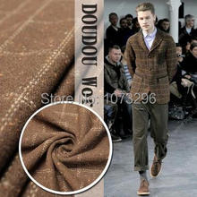 Autumn / winter Limited High-end boutique gentleman man tartan wool fabrics coffee color