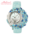 Women s Watch Hours Japan Quartz Fashion Hollow Dress Bracelet Leather Shell Luxury Rhinestones Crystal Girl