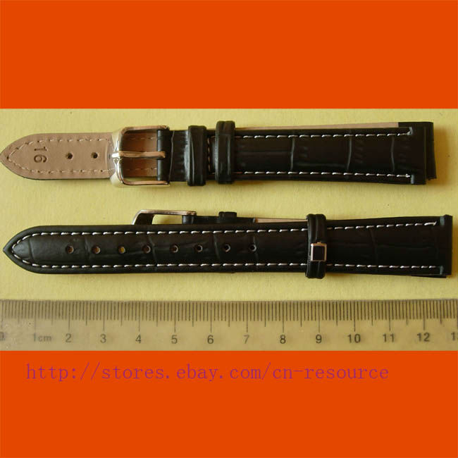 1 x 16 mm GENUINE COW LEATHER watch band black 06