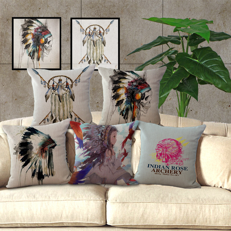 1 Piece Indian Style Pillowcase Dreamcatcher & Skull Design Pillow Case