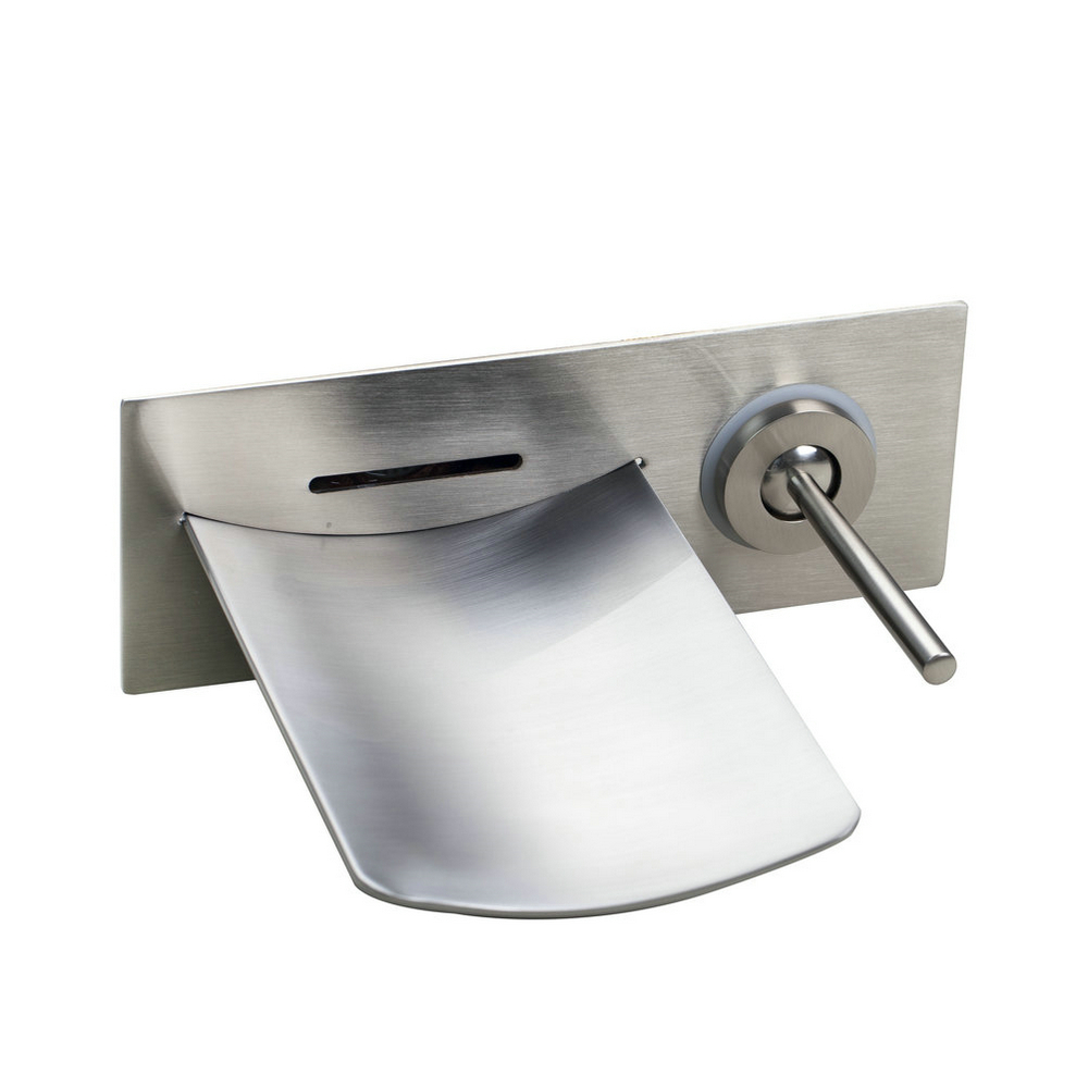 LED Light Faucets Basin Bathroom Sink Nickel Brushed Wall Mounted ...