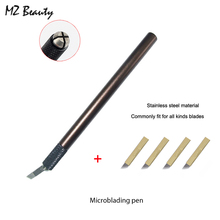 Aluminum alloy Manual tattoo pen for permanent makeup pen eyebrow with 4 pieces 12pins blade needle free shipping