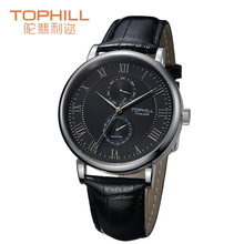 Tophill Summer Style Men Classic Quartz Wrist Watch Genuine Leather Band Stainless Steel Buckle Multifunction Chronograph