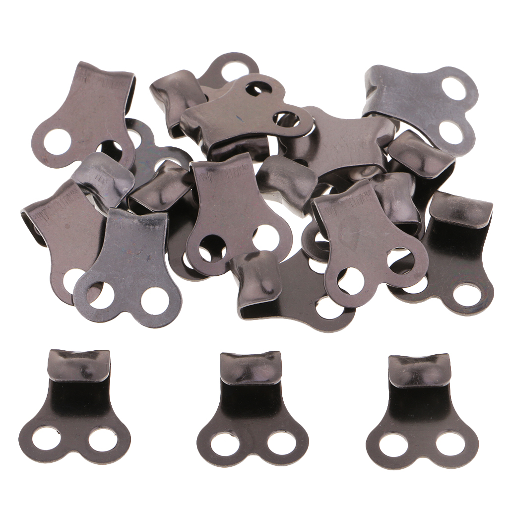 HEALLILY 20 Set Shoe Lace Hooks Metal Boot Hooks Lace Fittings With Rivets for Camp Hike Climbing Repair Leather Boot Shoes Buckle Black
