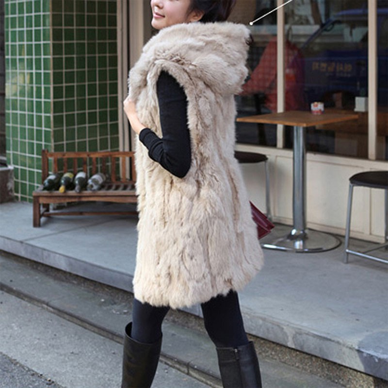 2015 Hot sale Plush fur vest big yards female Korean fashion popular hooded vest autumn and winter hooded long section waistcoat (2)