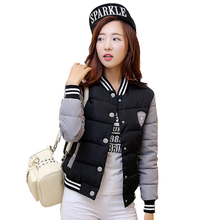 New Winter Jacket Women Korea Uniform Warm Short Jackets Coat Cotton Baseball Stand Collar Female Parkas Women YC579