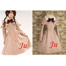 Free Shipping Gothic Lolita Punk Wool Coat Dress With Cape Cosplay Costume Tailor-made